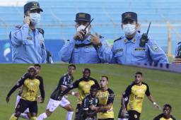 La Policía Nacional y el home club Marathón organizan toda la logística para evitar incidentes como el suscitado en el estadio Morazán en la segunda vuelta.