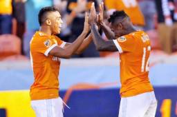 El delantero Romell Quioto celebrando el gol que anotó con el Houston en el cierre de la temporada regular de la MLS. Foto cortesía