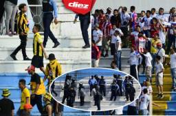 Pese a la prohibición que existe de que en los clásicos la barra visitante entre a un estadio, el juego entre Real España y Olimpia se permitió el ingreso de los grupos de apoyo de ambos equipos que se provocaron previo al arranque del partido.