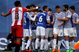 Real Sociedad está venciendo al Girona en Anoeta por la fecha 31 de Liga de España. Foto EFE