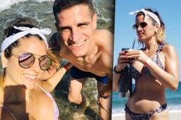 Ana Lencina, pareja de Jonathan Rougier, encendió las redes sociales con sus fotografías en traje de baño en las playas hondureñas.