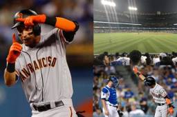 El catracho fue quien lideró la victoria de los Gigantes de San Francisco anoche ante Los Ángeles Dodgers. Ya lleva dos cuadrangulares en Grandes Ligas. FOTOS: Giants San Francisco, MLB.