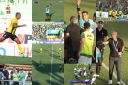 Pablo Lavallén salió expulsado, las dos malas decisiones de los árbitros y Real España derrotó al Marathón para seguir en el liderato. FOTOS: Neptalí Romero, Mauricio Ayala y Héctor Paz.