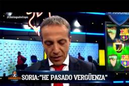 Cristobal Soria no aguantó y soltó lágrimas luego de la paliza del Barcelona al Sevilla en la final de la Copa del Rey.