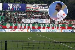 'Yustin, traidor'. Esta fue la pancarta que le dedicó la afición del Marathón al delantero colombiano Yustin Arboleda. Foto Fútbol y Pasión