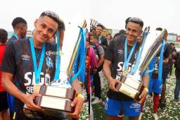 El lateral del Olimpia se mostró muy contento al levantar su primera copa en la Liga Nacional de Honduras.