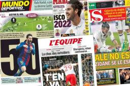 Messi siguen llevándose los reflectores en las portadas en los diarios deportivos; Real Madrid busca amarrar a Isco por 5 años más.