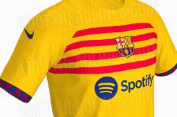 Así sería la nueva camiseta del FC Barcelona, que se pondrá a la venta en enero próximo.