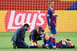 Lionel Messi dio el susto ayer ante el Napoli, pero pudo terminar el partido. Hoy no entrenó por precaución.