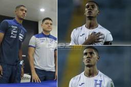 El capitán de la Sub-20, Aarón Zúniga, junto al seleccionador Luis Alvarado en conferencia de prensa.