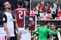 Juventus sacó un importante empate ante el AC Milan por la Copa Italia con un gol de penal en el último minuto de Cristiano Ronaldo, el portugués hizo un gesto en la celebración e Ibrahimovic se enfadó durante el duelo.