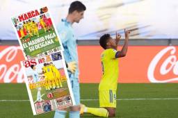 El delantero hondureño Antony 'Choco' Lozano celebra el gol en la victoria sobre Real Madrid y acaparó las portadas de los diarios deportivos de España.