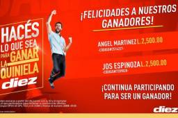 Angel Martinez de San Pedro Sula y Jos Espinoza de Tegucigalpa fueron los ganadores de la Quiniela Diez.