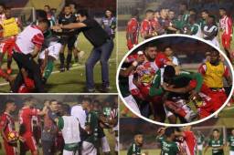 En fotos: Así fue el violento enfrentamiento entre jugadores de Vida y Marathón. Ña riña la iniciaron Christian Cálix y Miguel Valerio.