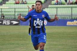 El catracho celebra su onceava anotación con el Zulia en la Liga.