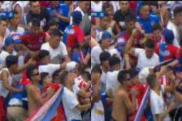 Integrantes de la barra de Olimpia se fueron a los golpes durante el primer tiempo del encuentro que le ganan a los Lobos de la UPNFM.