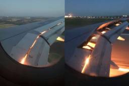 Los jugadores del combinado de Arabia Saudita grabaron el momento en que se prendió el moto uno de los motores del avión.