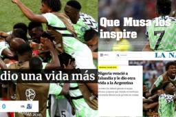 La prensa de Argentina celebra el triunfo de Nigeria en el Mundial de Rusia 2018.