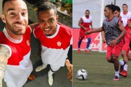 Victor Moncada fue recibido por el jugador uruguayo Richard Rodríguez ex del Vida y Platense.