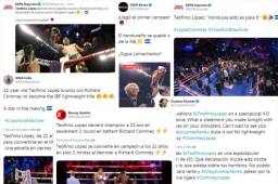 Teófimo López ganó el título mundial de peso ligero de la Federación Internacional de Boxeo al noquear a Richard Commey y los medios lo felicitan.