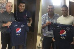 Los jugadores Sergio Peña y Marcelo Santos firmaron un nuevo contrato con el azul. FOTOS: Motagua.com