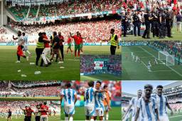 La <b>Argentina</b> de Javier Mascherano perdió ante Marruecos de Achraf Hakimi (2-1) este miércoles en el estadio Geoffroy-Guichard, en Saint-Étienne, en el estreno de ambos equipos en los Juegos Olímpicos de París, amargado por incidentes con hinchas al final de la contienda.