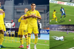 Luis Palma anotó su sexto y ya es el cuarto mejor goleador de la Superliga de Grecia. “El Bicho” festejó a lo Cristiano Ronaldo.