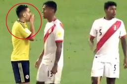 Momentos cuando el colombiano Radamel Falcao, presuntamente se ponía de acuerdo con jugadores peruanos y al final el partido finalizó igualado. Foto cortesía
