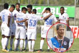 Los jugadores del Olimpia hablaron al final del partido tras conseguir la victoria ante Real Sociedad en Tocoa. Foto Samuel Zelaya