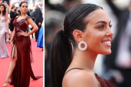 La mujer de Cristiano Ronaldo, Georgina Rodríguez, dejó la playa por un momento y asistió al Festival de Cine de Cannes. FOTOS: AFP.