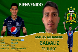 Así fue anunciado el futbolista argentino en la página oficial del Guastatoya de Guatemala.