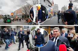 Florentino Pérez y Joan Laporta tuvieron la comida habitual antes del Clásico y no respondieron a esta pregunta. Así fue la caótica llegada de Barcelona al hotel en medio de protestas.