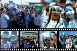 Los aficionados argentinos armaron tremenda fiesta en la previa del juego contra Nigeria y pintaron de azul y blanco San Petersburgo.