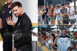 Messi saludando a los cientos de aficionados que esperaban estar presentes en el entrenamiento de la selección. (Foto Joseph Amaya)