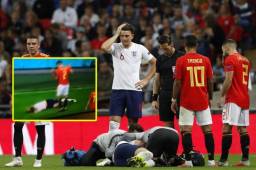 Luke Shaw y una brutal caída en el Inglaterra - España.