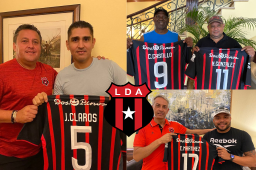 Ciro Castillo, Nahaman Gonzáles, Emil Martínez y Jorge Claros hicieron acto de presencia en el hotel de concentración de la Liga Deportiva Alajuelense.