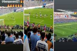 La afición vivió con euforia los goles del duelo entre Francia y Uruguay.