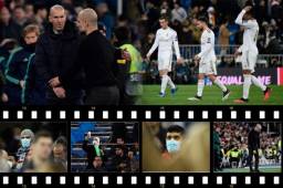 Real Madrid ha salido derrotado de su propia casa ante el Manchester City en los cuartos de final de la Champions League. Te mostramos el saludo antes y después de Zidane y Guardiola y como decenas de aficionados han llegado protegidos con mascarillas al Bernabéu.