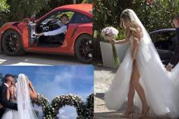 No solo Sergio Ramos y Pilar Rubio se casaron ayer. El jugador del Celta de Vigo y su ahora esposa, Jenni, también dieron la noticia. Ella sorprendio con su sexy vestido blanco. FOTOS: Alba Rojo GTRES y redes sociales.