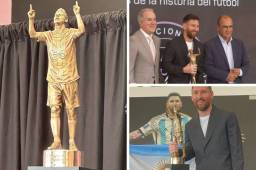 Lionel Messi y su nuevo premio por haberse convertido en el jugador con más títulos de la historia del fútbol.