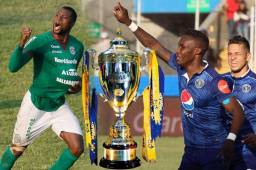 El colombiano Yustin Arboleda del Marathón y Rubilio Castillo del Motagua, son los dos hombres de los que se esperan muchos goles en el Yankel. Foto Arte DIEZ