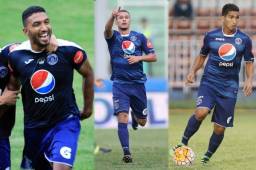 Honduras' Motagua players celebrate after defeating 1-0 Olimpia to win the Clausura Football Tournament at the Nacional stadium in Tegucigalpa on June 2, 2019. (Photo by ORLANDO SIERRA / AFP)