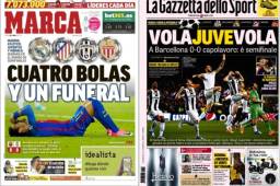 En las portadas de hoy Barcelona no logro la remontada contra el muro defensivo de la Juventus y queda fuera la champions y verá la final de Cardiff en televisión; el viernes a las 5 de la mañana se definirá las llaves de las semifinales.