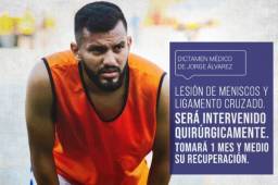 Jorge Álvarez estará fuera de las canchas por mes y medio.