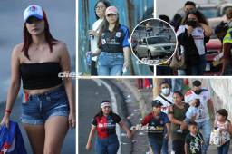 Estas son las imágenes que llegan desde el estadio Nacional “Chelato” Uclés. Bellas chicas, el mensaje a Municipal y el carro que se quedó botado. FOTOS: Andro Rodríguez y Alex Pérez.