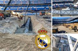Las obras del Santiago Bernabéu continuan y así marchan las obras en el estadio del Real Madrid. El jardinero descubre la megatubería subterránea. FOTOS: @nuevobernabeu