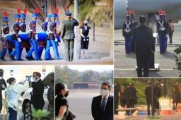 El cuerpo del expresidente Rafael Leonardo Callejas Romero (1990-1994), llegó esta tarde a la Base Aérea Hernan Acosta Mejia, procedente de Atlanta en Estados Unidos, donde falleció el pasado 4 de abril. Su sepelio se será el día sábado. Fotos: Estalin Irías, Emilio Flores y cortesía.