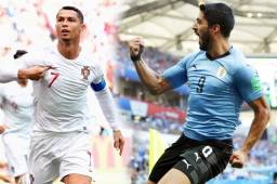 Cristiano Ronaldo con Portugal y Luis Suárez con Uruguay, estarán frente a frente este sábado en el Mundial de Rusia. Fotos EFE