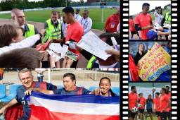 El portero del Real Madrid y la selección de Costa Rica, Keylor Navas, fue la gran atracción en el primer entrenamiento de los ticos en Rusia donde se preparan para el debut el domingo contra Serbia. Fotos AFP y EFE