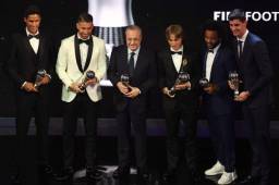 Los jugadores del Real Madrid en la gala de The Best, con Modric como protagonista.
